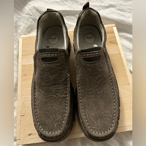 Venshine Walking Gray Shoes Leather Lightweight Breathable Slip On Loafer SZ 13 - Picture 3 of 11